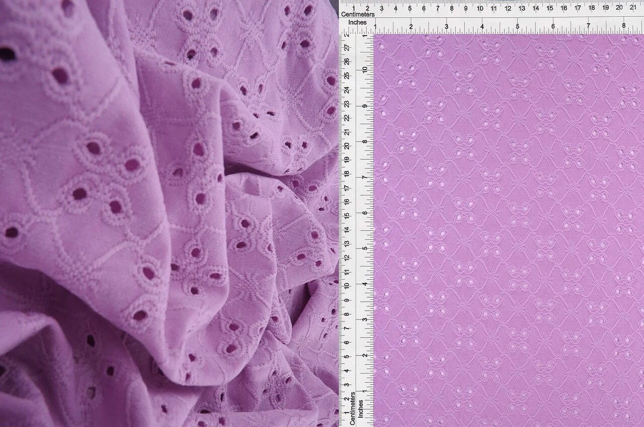 1 Yard DTY Knit Jacquard Eyelet Fabric 190 GSM, 58/60″ Wide Polyester Spandex Blend